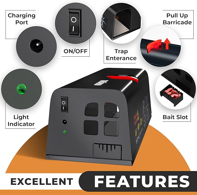 Mouse Traps and Rat Trap Indoor for Home - Powerful Electric Rodent Killer Humane and Reusable Anti-Escape Design Instantly Kills Rats Mice Chipmunks and Squirrels