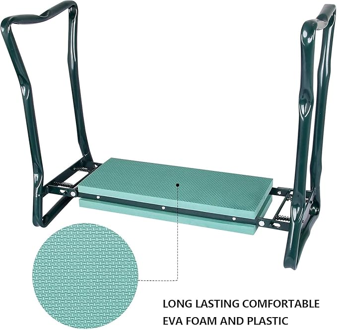 Garden Kneeler and Seat with Large Tote Tool Pouch and Gardening GlovesHeavy Duty Folding Garden Stool with Soft EVA Foam Pad for Sitting and KneelingGardening Gifts for Women Man Gardeners