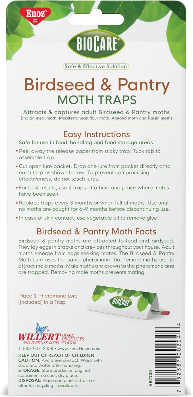 Enoz BioCare Birdseed &amp Pantry Moth Traps Attracts and Kills Birdseed &amp Pantry Moths Non-Toxic Pack of 2