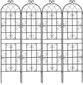 4 Pack Metal Garden Trellis 86.7 x 19.7 - Rustproof Climbing Plant Support for Outdoor Gardens(4 Pack-Black)
