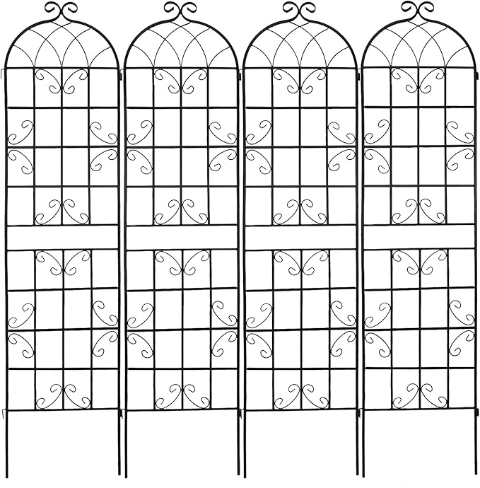 4 Pack Metal Garden Trellis 86.7 x 19.7 - Rustproof Climbing Plant Support for Outdoor Gardens(4 Pack-Black)