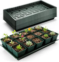 10 Pack Heavy Duty 1020 Trays No Holes - 1.6 Inch Deep Shallow Nursery Flats Reusable Seed Starter Trays for 72/128 Cell Inserts Microgreens Seedling and Hydroponics (Dark Green)