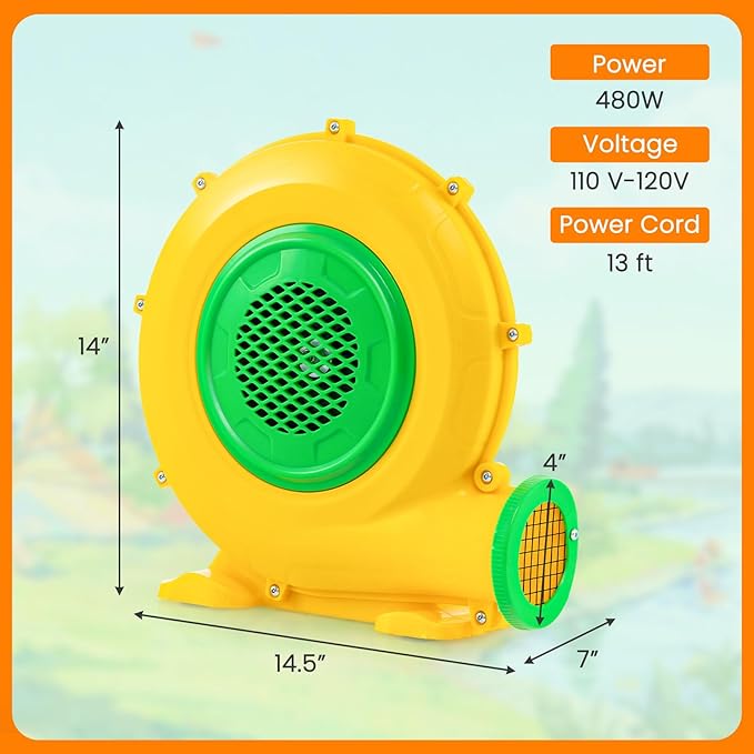 Costzon Air Blower 480W Bounce House Blower Pump Fan Commercial Inflatable Bouncer Blower 1920pa Air Blower for Inflatables Perfect for Inflatable Water Slide Jumper Bouncy Castle