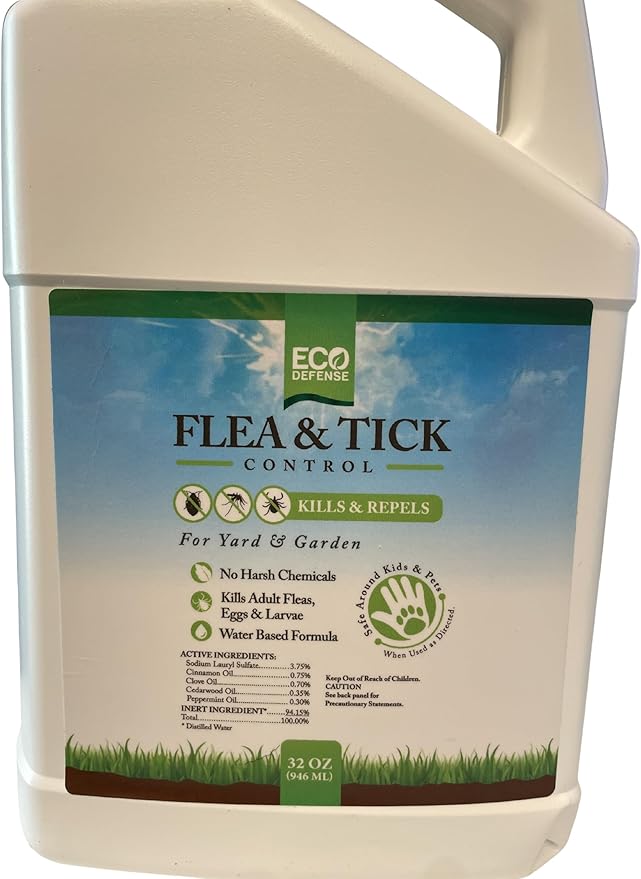 Eco Defense Flea Tick and Mosquito Spray for Yard and Perimeter - Safe Around Kids Pets Plants - Outdoor Barrier Control &amp Repellent - Ready-to-Spray Covers Up to 5000 sq ft