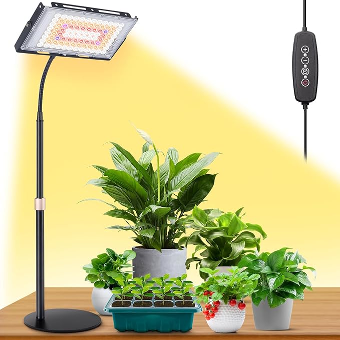 LBW Grow Light for Indoor Plants Full Spectrum Desk LED Plant Light Large Grow Lamp with 4H/8H/12H Timer 6-Level Brightness Height Adjustable Flexible GooseneckIdeal for Indoor Growth