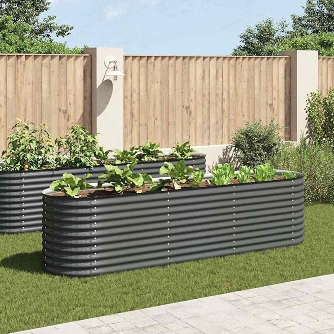 Garden Raised Bed Grey Galvanized Steel Planter Box 126.0 x 31.9 x 31.9 inch Large Outdoor Planters for Vegetables Herbs Flowers