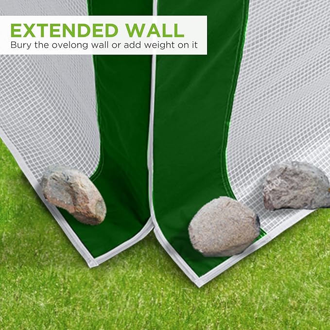 EAGLE PEAK Replacement Cover for 8x6 Portable Pop up Greenhouse with Polyester Reinforced Corners Front Roll-Up Zipper Entry Door and 3 Large Roll-Up Side Windows (Frame Not Included) Green/White