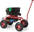 Goplus Rolling Garden Seat with Wheels Outdoor Garden Cart with 360° Swivel Seat &amp Tool Storage 2 Steering Handles Gardening Stool Wagon Scooter Lawn Patio Gardening Workseat for Seniors