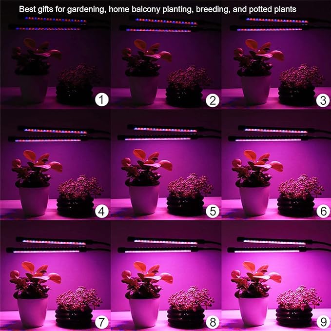 LED Grow Lights Red Blue Timing Adjustable Angle Bright USB Powered 3 Head Grow Lamp for Indoor Plants Gardening Potted Planting Aluminum Alloy 18W