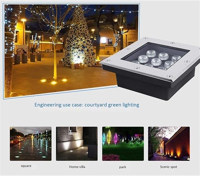 Square LED Recessed Spotlight - Outdoor Waterproof IP67 DC12V Low Voltage for Gardens Terraces Pool Paths Architectural Lighting