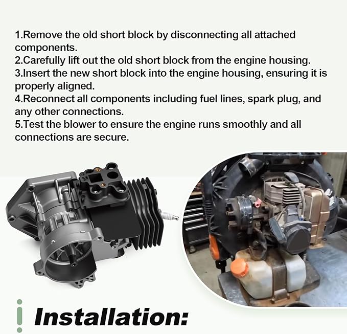 Short Block Piston Cylinder Assembly Compatible with Echo PB-8010 PB-9010 Backpack Blower Replace SB1127