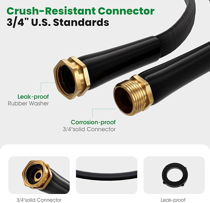 Garden Hose 50FT Non-Expanding Water Hose Ultra Lightweight Kink-Free Burst-Resistant Lead-Free Durable &amp Flexible High-Pressure Hose for Yard Lawn Outdoor Car Washing