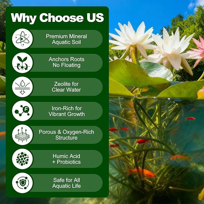 Aquatic Plant Soil for Water Lily &amp Lotus – Clay-Based Nutrient-Rich Pond Plant Growing Medium Ideal for Small Ponds &amp Water Gardens Safe for Fish &amp Aquatic Life 6LB