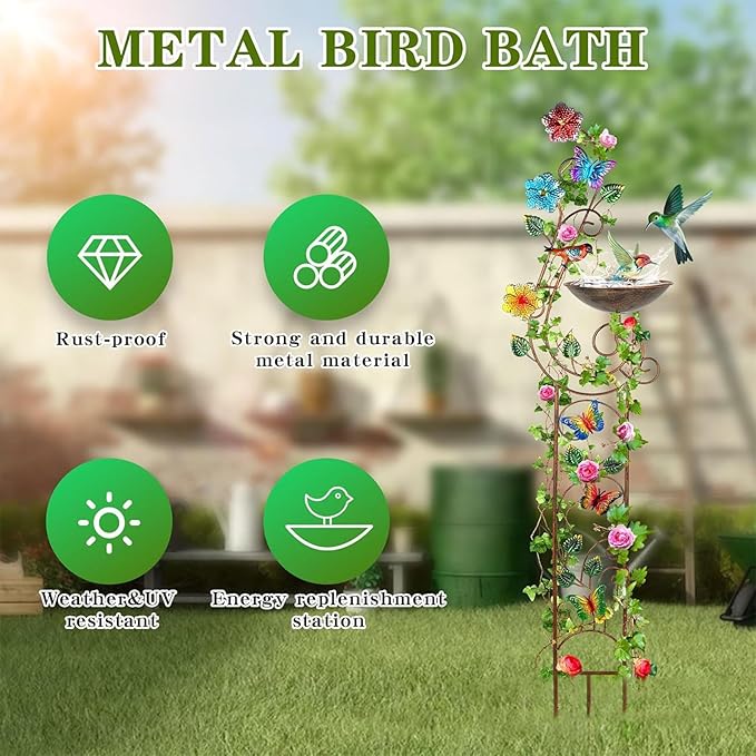 Vintage Iron Garden Trellis 60 Inch Rustproof Outdoor Plant Structure Easy Assembly No Tools Oxidation Iron Plant Stand