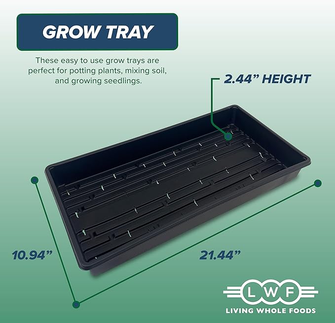 10 Plant Growing Trays (WITH Drain Holes) - 20 x 10 - Perfect Garden Seed Starter Grow Trays: For Seedlings Indoor Gardening Growing Microgreens Wheatgrass &amp More - Soil or Hydroponic