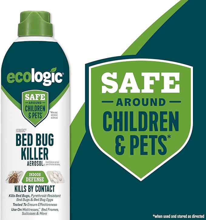 Ecologic Bed Bug Killer Aerosol 14 Ounces Aerosol Formula Made With Lemongrass Oil And Cornmint Oil For Use On Seams Edges And Tufts Of Mattresses Bed Frames Suitcases And More 12 Pack