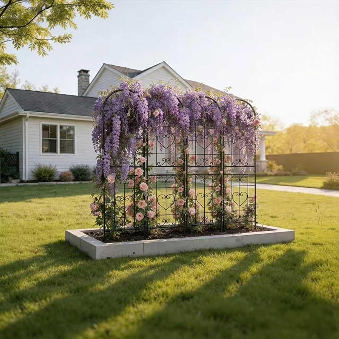 87x20 Inch Black Metal Garden Trellis Heavy Duty Outdoor Tall Plant Trellis for Climbing Rose Bush Clematis Jasmine Morning Glory Flowers &amp Vines 4 Pack