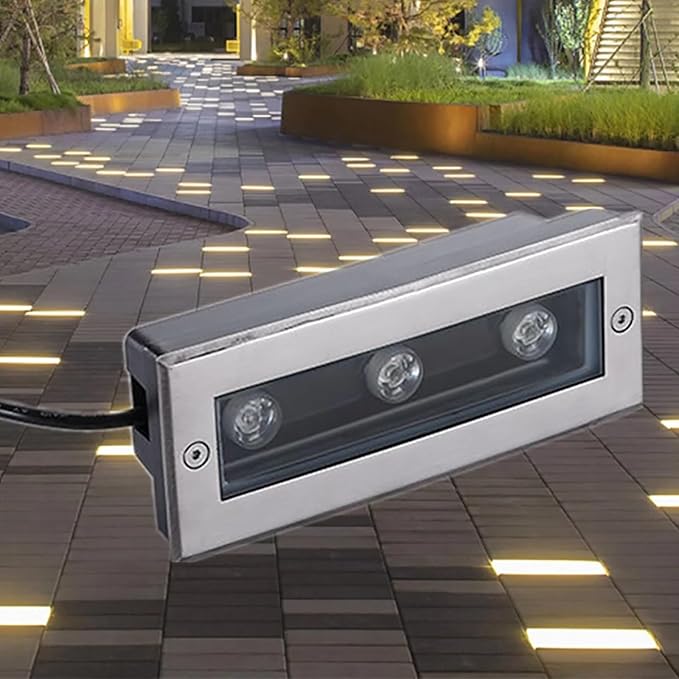 LED Landscape Lights - Buried Lights AC 85-265V Outdoor Stainless Steel Long Strip Decorative Lighting IP67 Waterproof for Embedded Aisle Steps Corridor Strip Spotlight Wall Washers