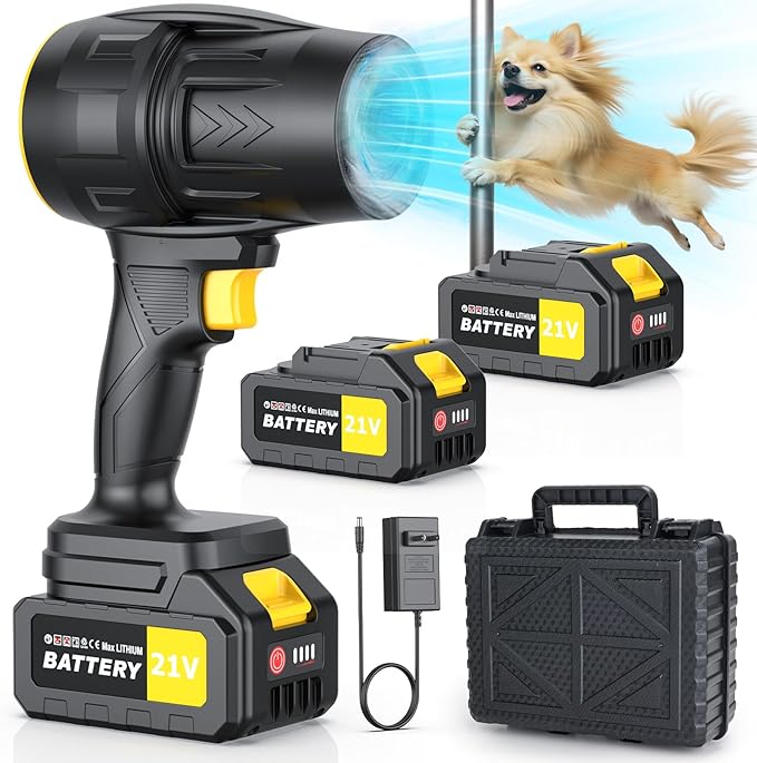 Handheld Leaf Blower Cordless with 2 Battery and Charger 550CFM Lightweight Electric Cordless Leaf Blowers 21V Battery Powered Leaves Blowers for Lawn Care Patio Car and Dus (Black)