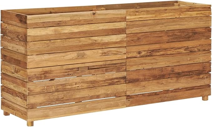 Raised Bed 59.1x15.7x28.3 Solid Wood Teak and Steel