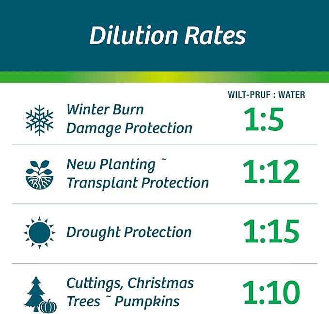 Wilt-Pruf® Concentrate | Protect Against Winter Damage Drought and Stress | Just Spray &amp Let Dry | Locks in Moisture w/Clear Foliar Film | Professional-Grade &amp Trusted | Replaces Burlap | (1