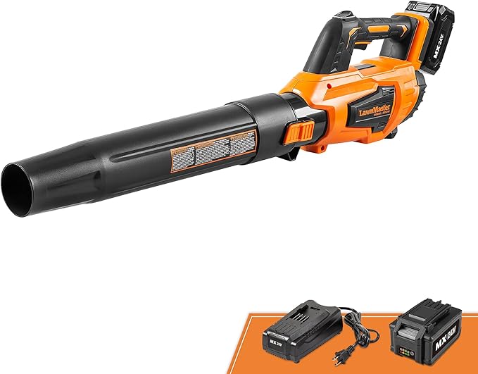 Leaf Blower Cordless LawnMaster Leaf Blower 24V Max with 4.0Ah Battery and a Charger-CLBL2417A