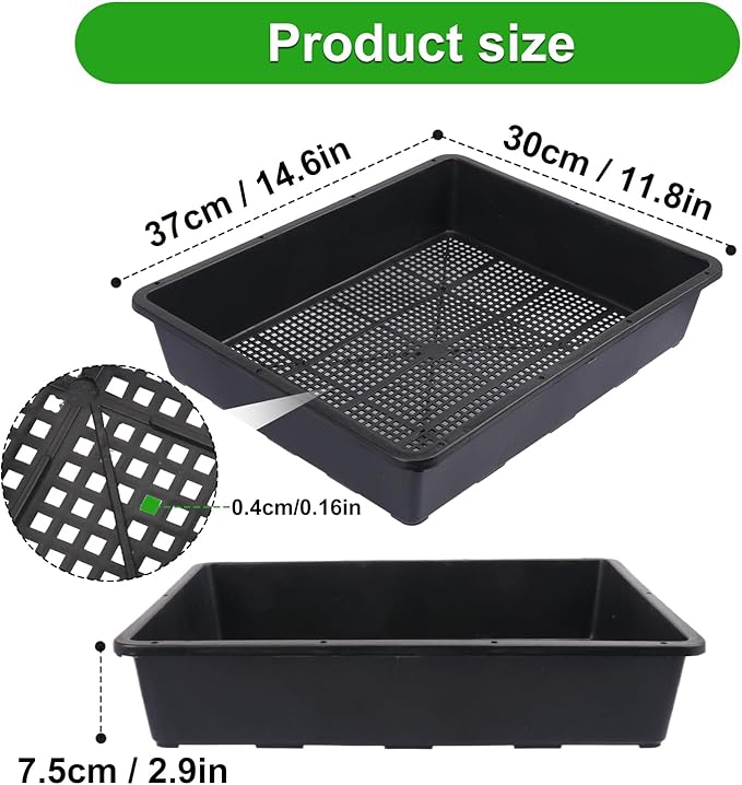 16 Pack Seed Starter Trays 15 x 12 inches Microgreens Growing Trays with Mesh Bottom for Germination Hydroponic &amp Sprouting Plant Trays for Garden Wheatgrass