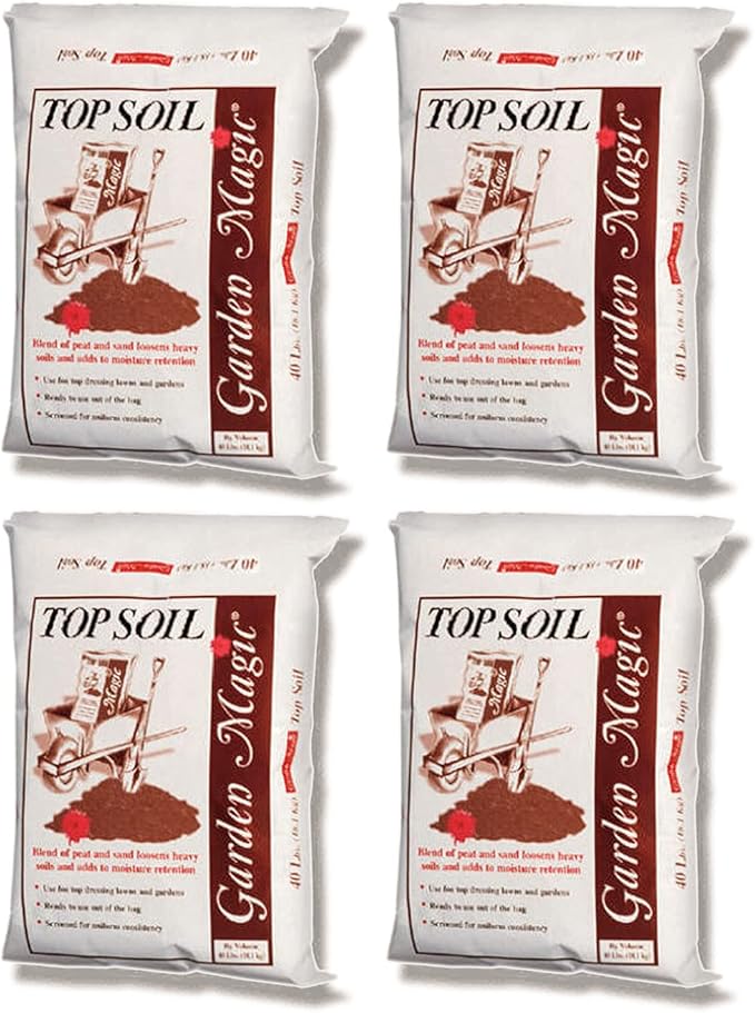 Michigan Peat 4 Pack Garden Magic Indoor and Outdoor Organic Planting Potting Topsoil Mix Blend with Moisture Retention 40-Pound Bag