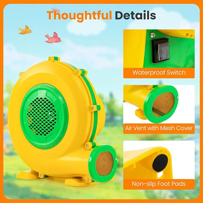 Costzon Air Blower 950W Bounce House Blower Pump Fan Commercial Inflatable Bouncer Blower 2620pa Air Blower for Inflatables Perfect for Inflatable Water Slide Jumper Bouncy Castle