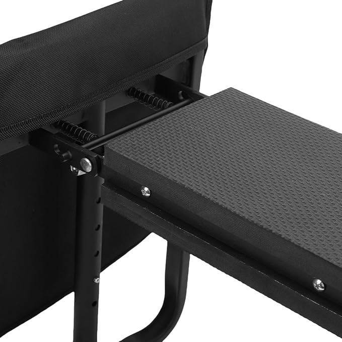 Garden Kneeler and Seat Height Adjustable Foldable Gardening Stool Bench with 2 Tool Pouches for Kneeling Sitting Gardening Gifts for Women Mom Men Seniors Kneeling Pad (Black)