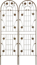 2 Pack Rustproof Metal Trellis for Climbing Plants 71x19.7 Outdoor Garden Support for Vines/Roses/Vegetables French Country Iron Plant Stand for Patio/Wedding Decor (Brown)