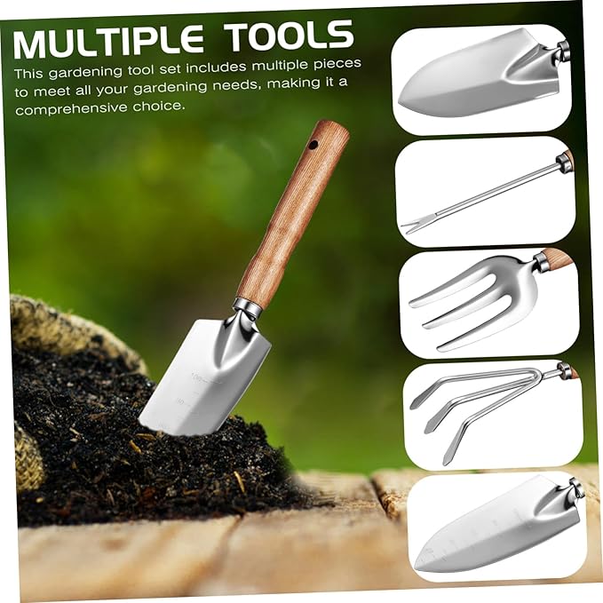 Totority Garden Tools Set Stainless Steel Kit with Ash Handles Multi-Functional Lightweight Trowels for Digging Pruning Planting Comfortable Rounded Edges for Men and Women Gardening Tasks