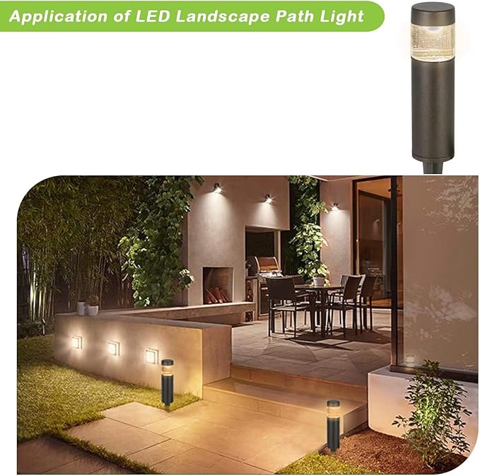 hykolity Low Voltage Landscape Lights 3W 191LM 12V-24V LED Round Bollard Light Wired Outdoor Walkway Light Path Lights for Yard Lawn Aluminum Construction 30 Watt Equivalent 6 Pack