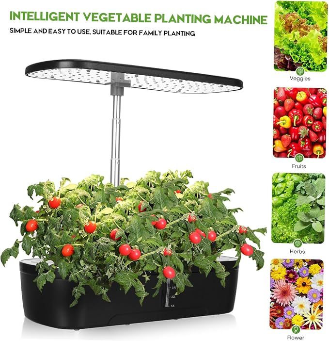 1set Indoor Hydroponics Growing Kit with Led Grow Light Smart Planting Device for Vegetables Space-Saving Design for Indoor Gardening and Spaces