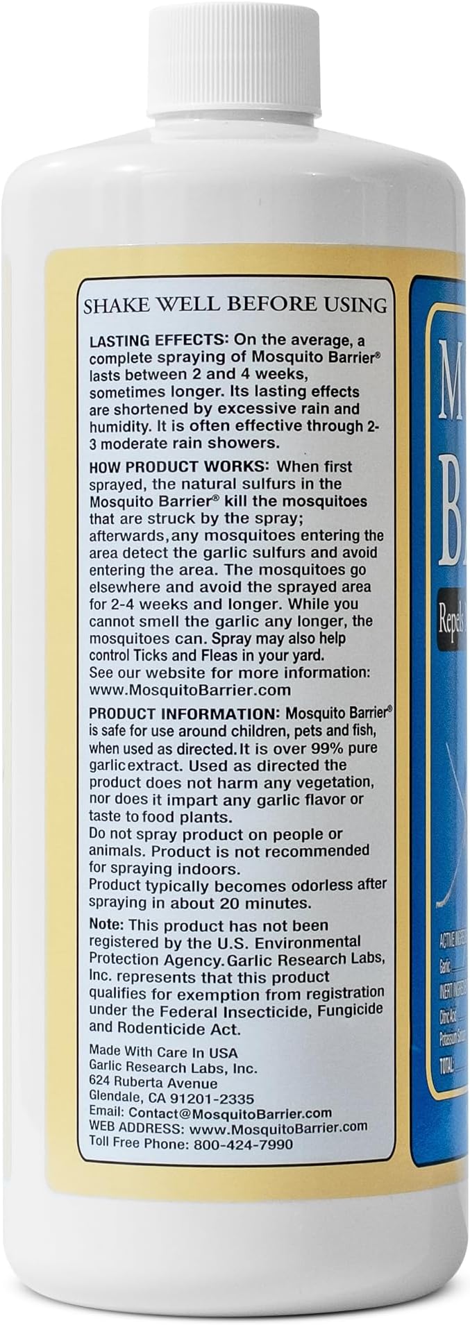 Liquid Garlic Mosquito Repellent Concentrate 32 fl oz (2 Pack) – Professional Outdoor Treatment for Lawns Landscapes &amp Perimeter Areas – Yard &amp Home Mosquito Protection