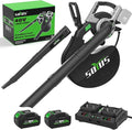 Cordless Leaf Blower &amp Vacuum SOYUS 3-in-1 Leaf Vacuum Mulcher 385CFM with Brushless Motor &amp 5 Speed Control Electric Leaf Blower for Lawn Care Included 45L Bag 2 x 20V 4.0Ah Battery and Ch