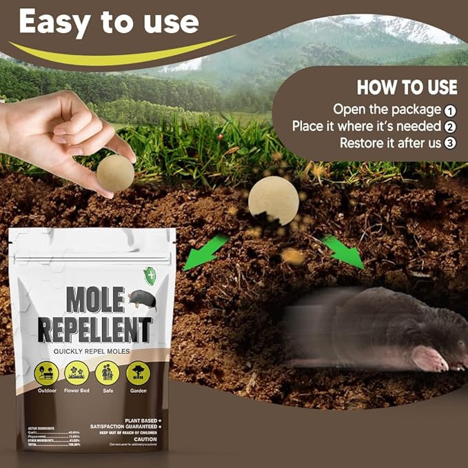 Mole Repellent for Lawns Groundhog Repellent Outdoor Armadillo Repellent Mole Deterrent for Yard Vole Repellent Outdoor Gopher Repellent Safe for Family &amp Pets 8 Packs