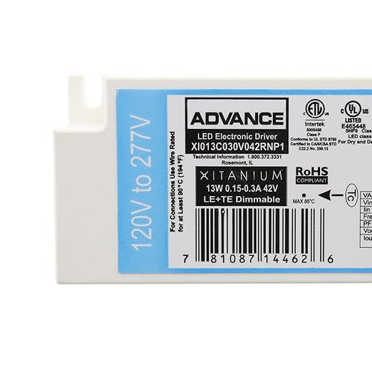 Advance XI013C030V042RNP1 Dimming LED Driver Xitanium LE+TE 20-42-Vdc 13W 120/277V