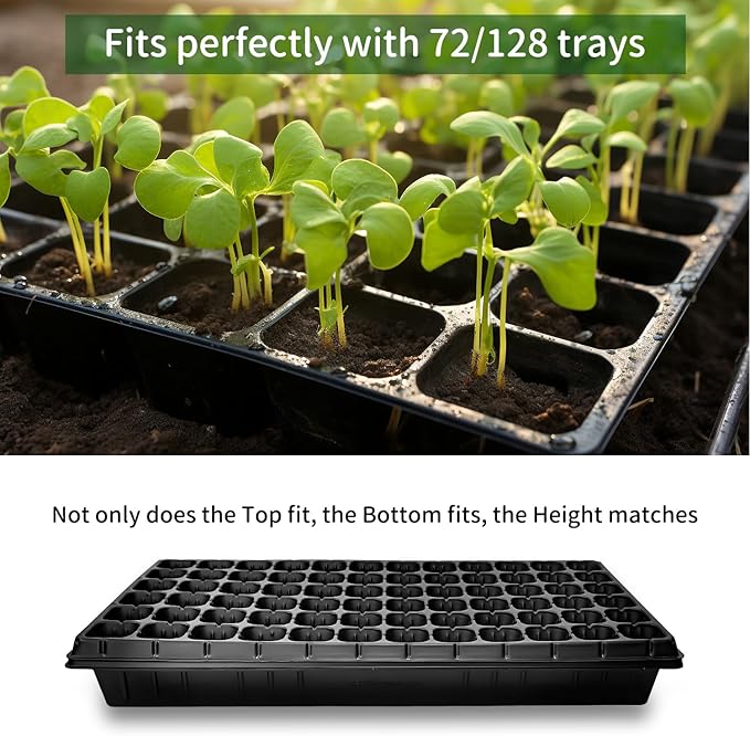 Growing Trays 1020 Plant Nursery Trays Heavy Duty Seed Starter Flat Seedling Tray for 72/128 Cell Plug Tray Transplant Growing Microgreens (21×11 10 Pack 1.6 Deep Without Holes)