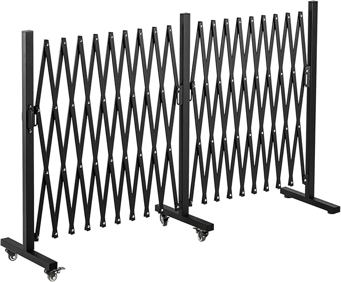 TECSPACE Aluminum Expandable Garden Fence Portable Barricade Gate with Casters Expansion Size 201×15.2×40.6 inches Adjustable Flexible Fence Mobile Barricade Safety Barrier
