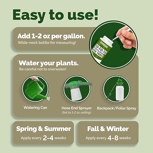 Liquid 10-10-10 Fertilizer for Trees and Shrubs – Balanced NPK Plus Iron and Micros for Stronger Growth and Healthy Roots 32 oz