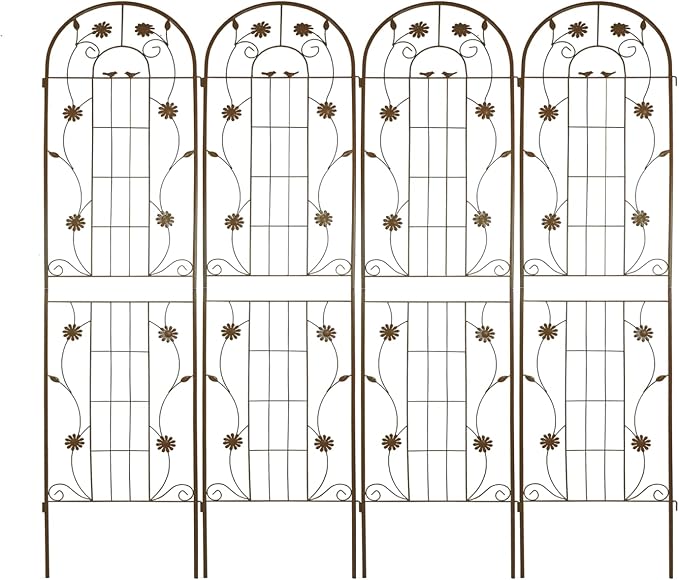 2 Pack Metal Garden Trellis 86.7 x 19.7 Rust-Resistant Trellis for Climbing Plants Outdoor Flower Support Brown