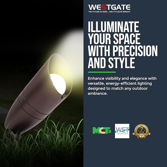 Westgate LED Spot Light - Antique Brass Finish 3CCT Selectable 12-24V Deck Driveway Landscape Recessed Lighting Can Lights Pot Lights Outdoor Dimmable High Hats Garden Patio Accent.
