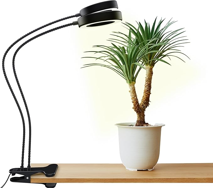 OSANI 24 Gooseneck Long Arm Grow Light 48 Wide Coverage 6000K Full Spectrum LED Grow Lights for Indoor Plants with Red Blue LEDs 10-Level Dimmable Auto Timer USB &amp Adapter Grow Lights Indo