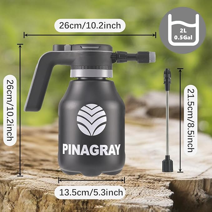 2L/0.5Gallon Electric Water Sprayer - Rechargeable Battery Powered Mister for Plants Weeds Cleaning &amp pet Cooling Handheld Sprayer with Nozzle and Extension Wand