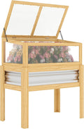Outsunny Wooden Raised Garden Bed with Detachable Greenhouse Top Raised Garden Bed with Legs and Bed Liner Elevated Planter Box for Flowers Vegetables Herbs Natural