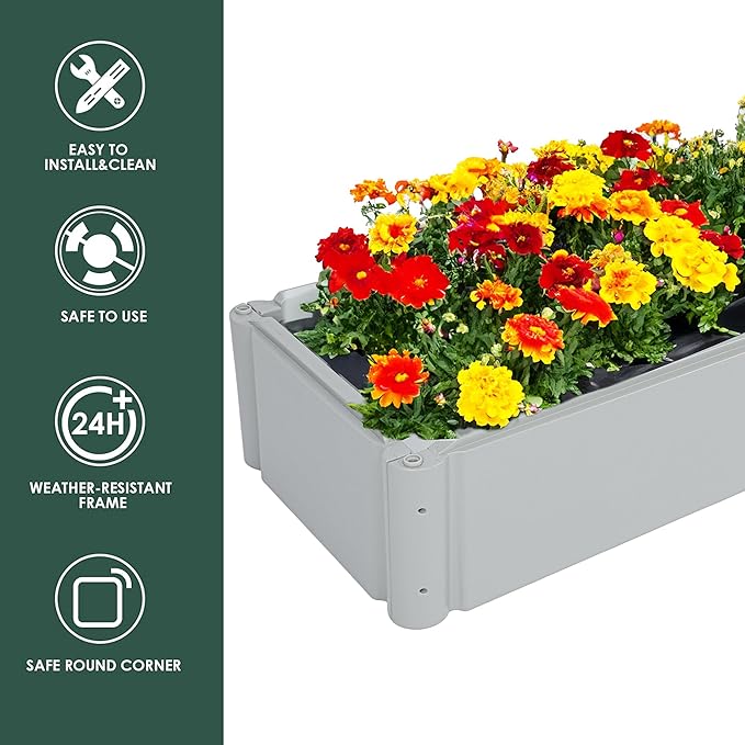 Raised Garden Bed Outdoor Planter Box Large Rectangular Planter for Outdoor Patio/Porch Durable All-Weather Use with Water Storage Long-Lasting
