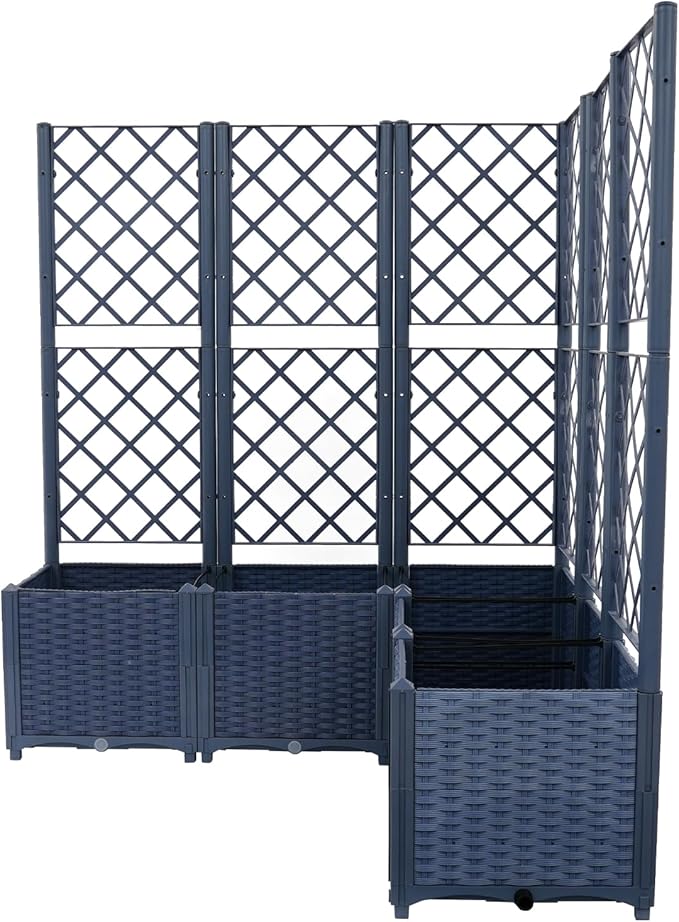 47.24*47.24*55.91in Metal Planter with Trellis Planter Box with Trellis Privacy Screen Plastic Raised Garden Bed Raised Garden Bed Outdoor Planter for Climbing Plants Vegetables &amp Vines (Blue
