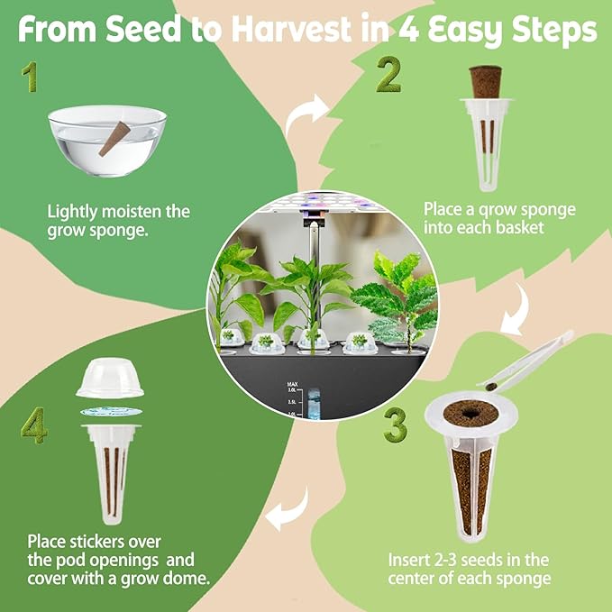 Salad Seed Pods Kit Hydroponic - 12 Refill Grow Pods with 6-Packet Seeds of Mini Cucumber Arugula Spinach Cherry Radish Red &amp Yellow Cherry Tomato Compatible with All Hydroponics Growing Syst