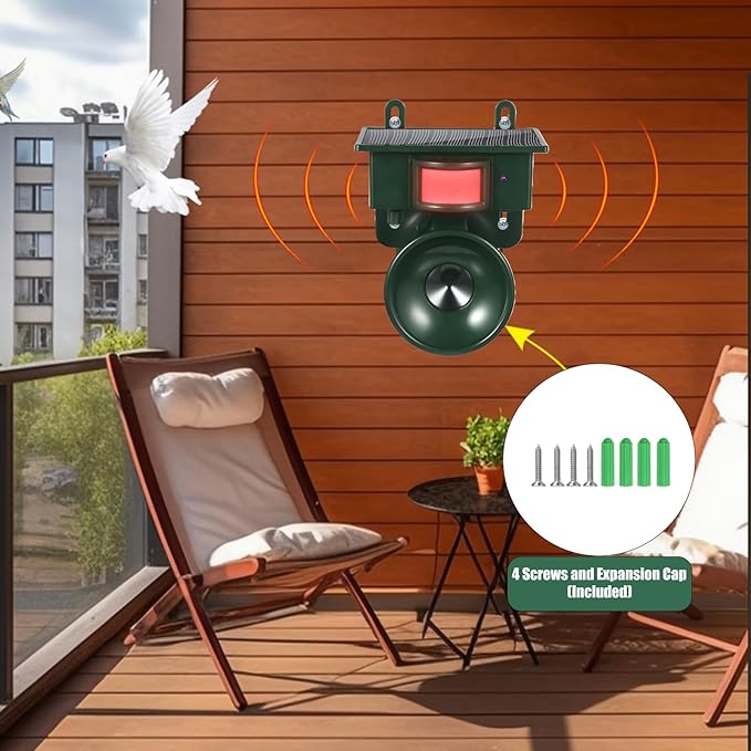 2026 Solar Ultrasonic Bird Repellent Devices Bird Deterrents for Outside Pigeon Repeller Outdoor Animal Repellent Outdoor to Keep Pigeon Woodpecker Out of Balconies Patio Garden Farm